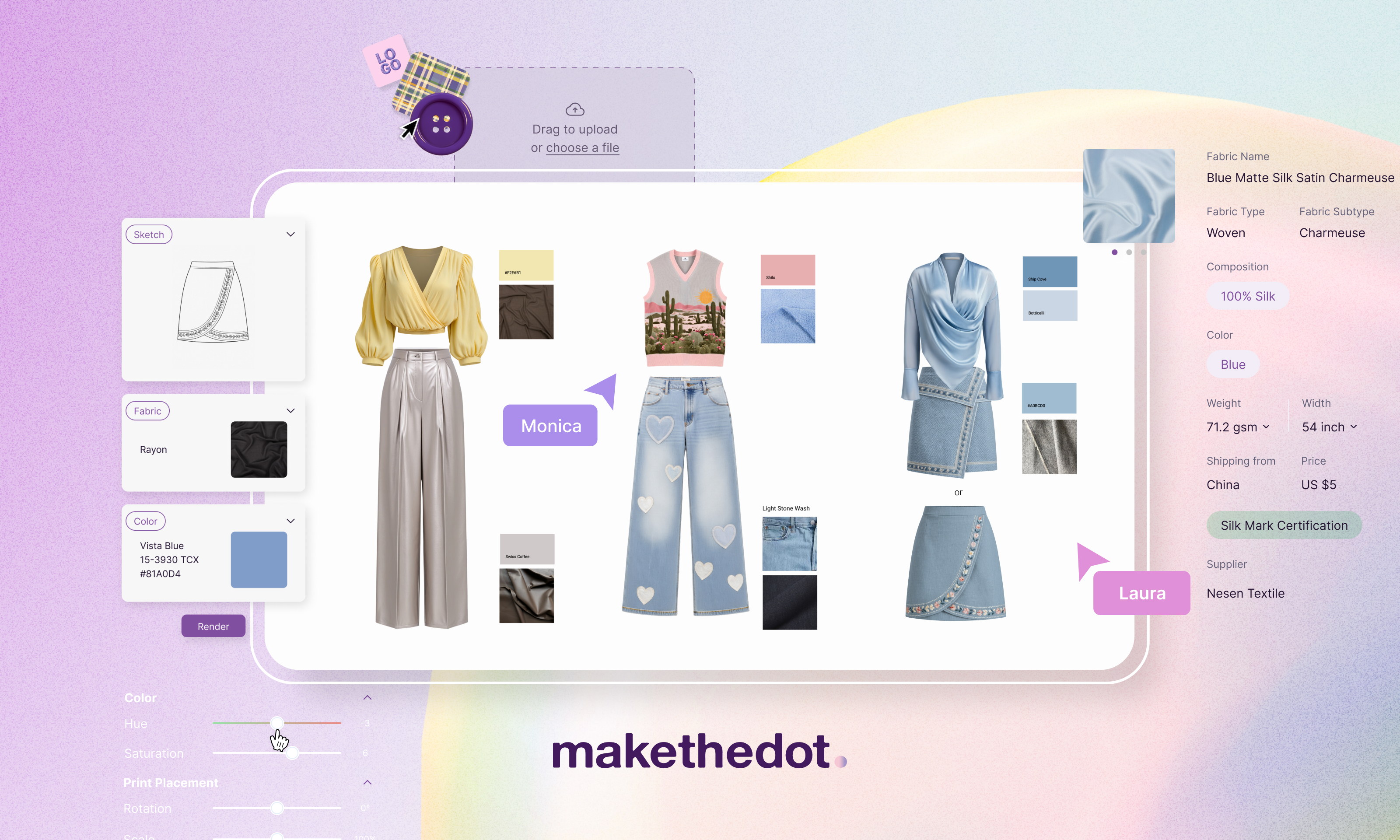 seamai original Make the Dot’s collaborative AI design platform streamlines concept development through to design presentation, helping brands reduce samples and accelerate time-to-market.